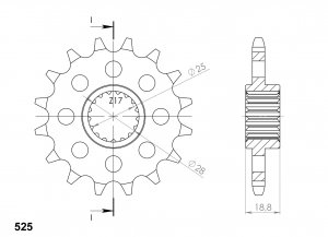 Pinion fata SUPERSPROX 17T, 525