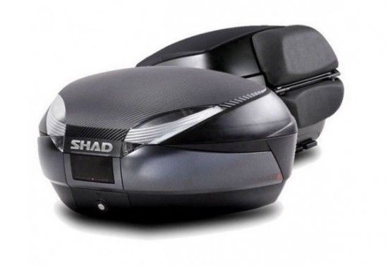 Top case SHAD SH48 Gri inchis with backrest, carbon cover and PREMIUM SMART lock pentru SUZUKI GSF 1250 Bandit (2007-2014)