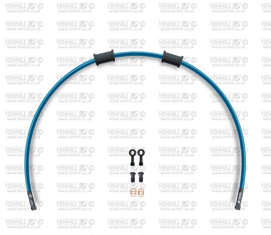 Kit conducte de frana fata Venhill DUC-4001FB-TB POWERHOSEPLUS (1 conducta in kit) Translucent blue hoses, black fittings